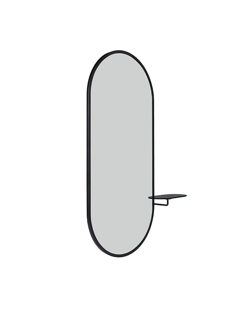 Onyx oval - Salon mirror - Black glass shelf